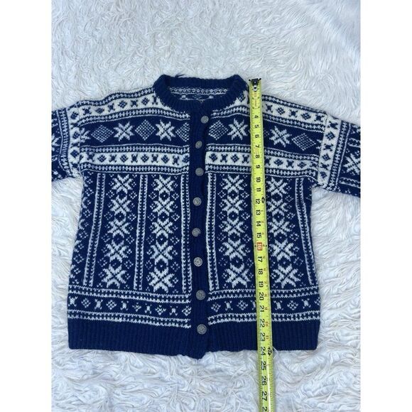 Vintage Womens XL Vintage Wool Cardigan Knit Sweater Button Up Fair Isle Nordic - Picture 3 of 9